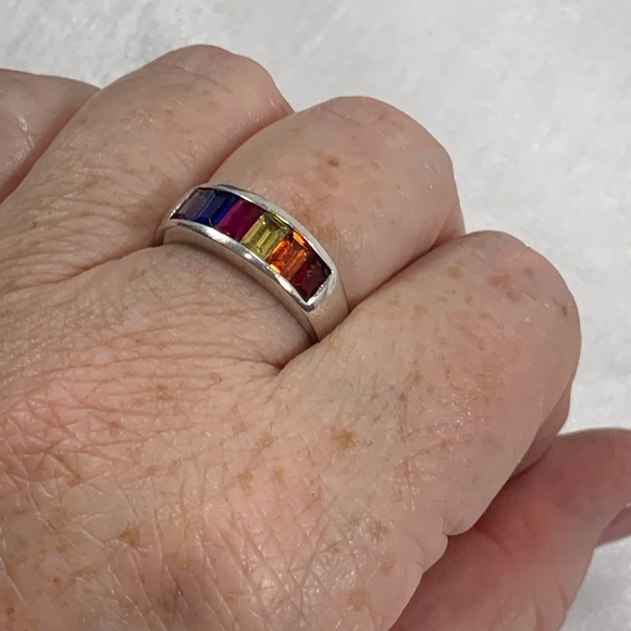 Rainbow stone Tysis .925 sterling ring size 8.75 - Picture 6 of 8